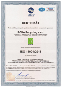 ISO 14001:2015 - ROKA Recycling s.r.o.